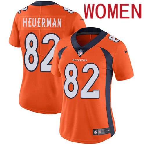 Women Denver Broncos 82 Jeff Heuerman Orange Nike Vapor Limited NFL Jersey